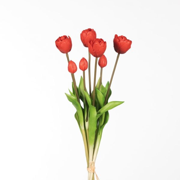 Real Touch Tulip Dubble Bundle x7 L44cm Red